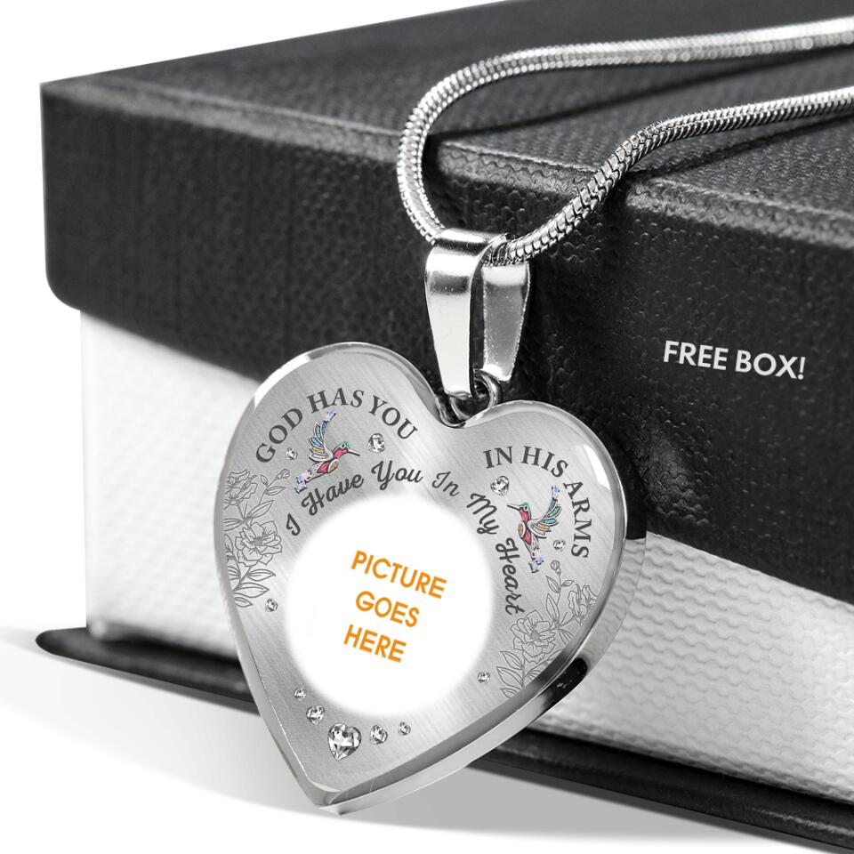 Personalized Memorial Heart Necklace God Has You In His Arms Custom Memorial Gift M839