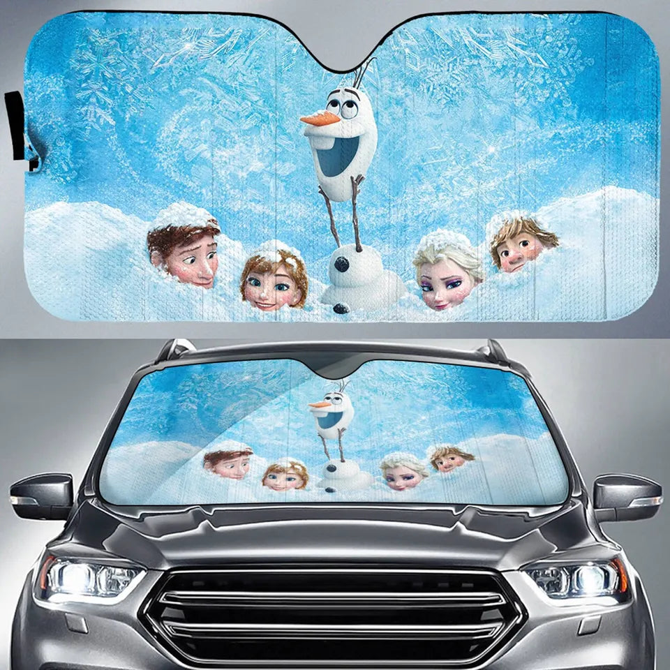 Frozen Car Sun Shade Frozen Characters In The Snow Winshield Sun Shade Blue