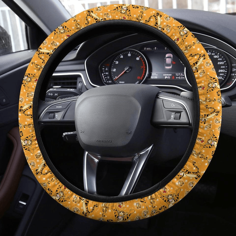 WTP Steering Wheel Cover Tigger All Poses Bubble Pattern Driving Wheel Cover Orange