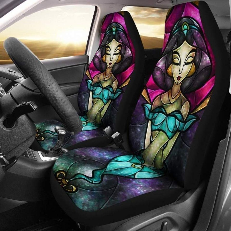 DN Car Seat Covers DN Princess Jasmine In Stained Glasses Seat Covers Colorful