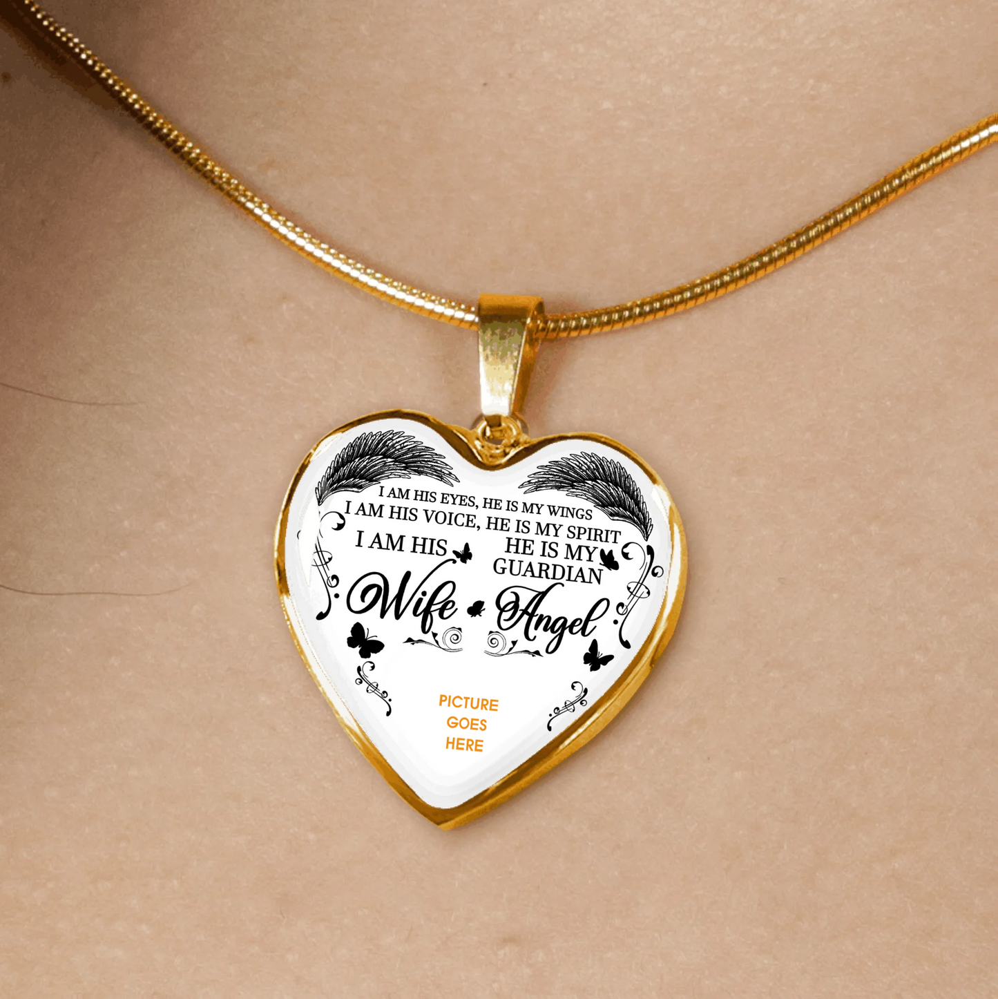 Personalized Memorial Heart Necklace He Is My Guardian Angel Butterfly For Husband Custom Memorial Gift M50.2