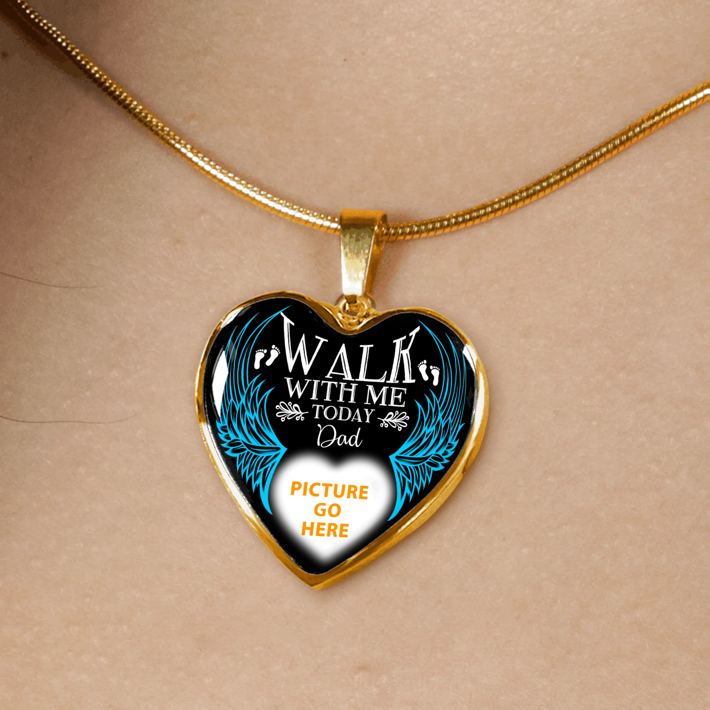 Personalized Memorial Heart Necklace Walk With Me Today For Mom Dad Grandma Daughter Son Custom Memorial Gift M151