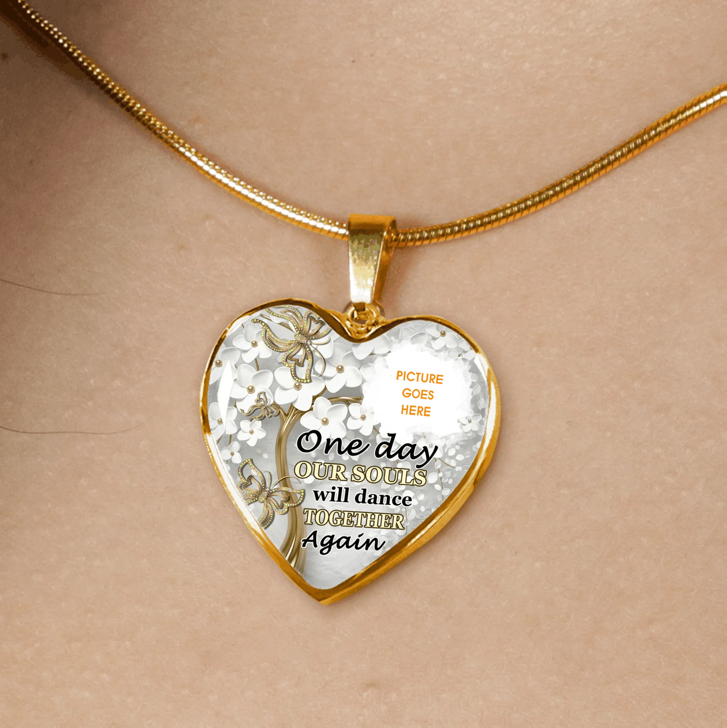 Personalized Memorial Heart Necklace One Day Our Souls Butterfly For Mom Dad Grandma Daughter Son Custom Memorial Gift M221
