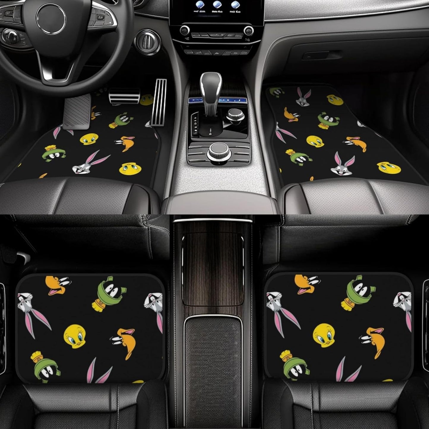 Looney Tunes Car Floor Mats Looney Tunes Characters Faces Pattern Car Mats