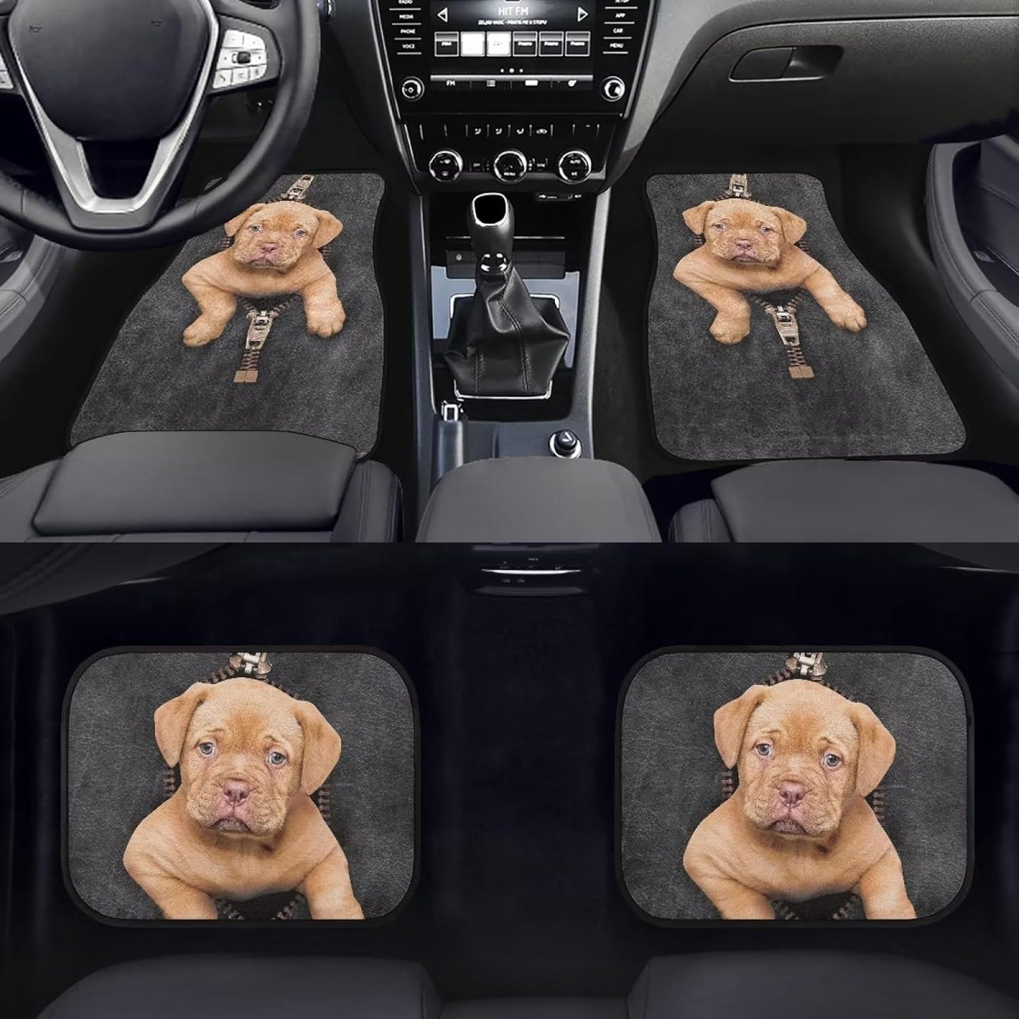 Dog Car Floor Mats Cute Puppy Dog Inside Zipper Fur Pattern Car Mats