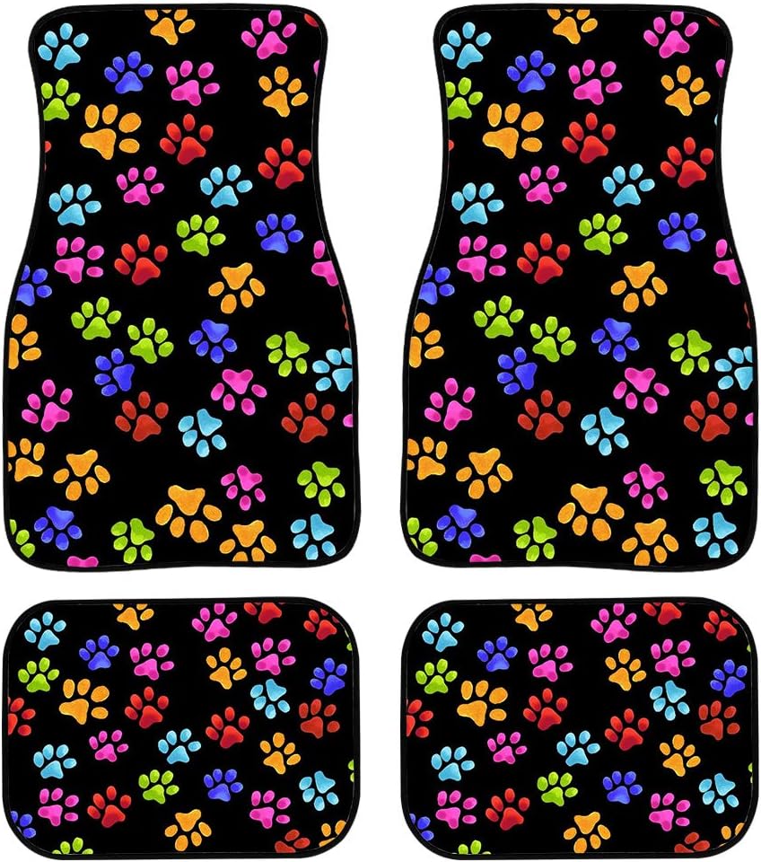 Dog Car Floor Mats Cute Dog Pawprints Pattern Colorful Car Mats