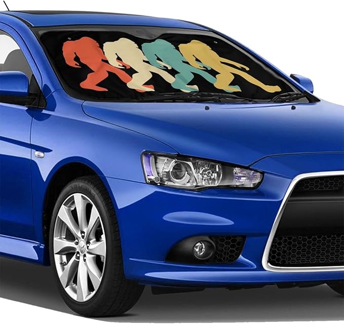 Bigfoot Car Sun Shade Sasquatch Bigfoot Silhouette Pattern Winshield Sun Shade Colorful
