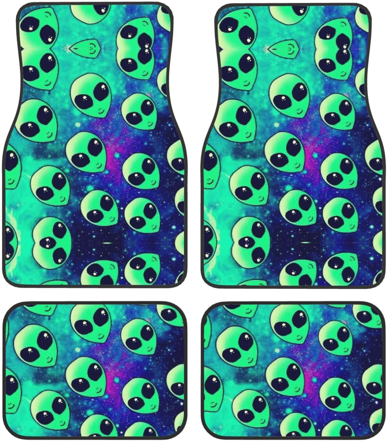Alien Car Mats Alien Face In Galaxy Pattern Car Floor Mats Colorful