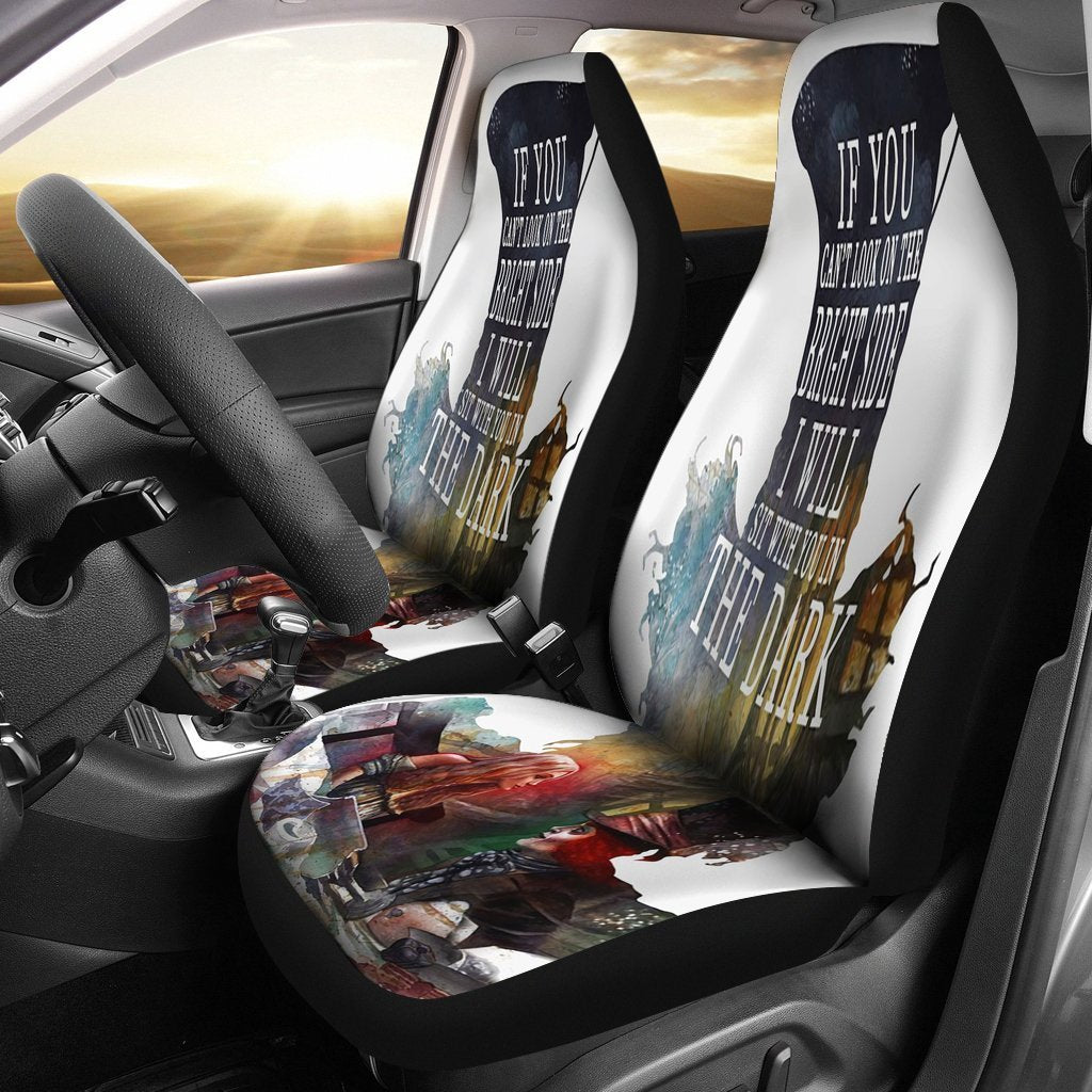 Alice In Wonderland Car Seat Covers DN I Will Sit With You In The Dark Seat Covers Black White