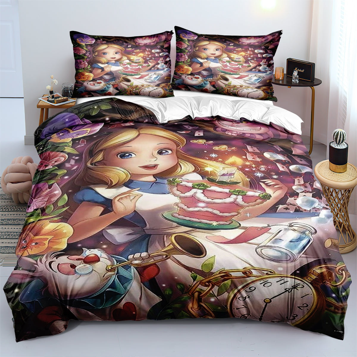 Alice In Wonderland Bedding Set Alice Magical Items Graphic Duvet Covers Colorful Unique Gift