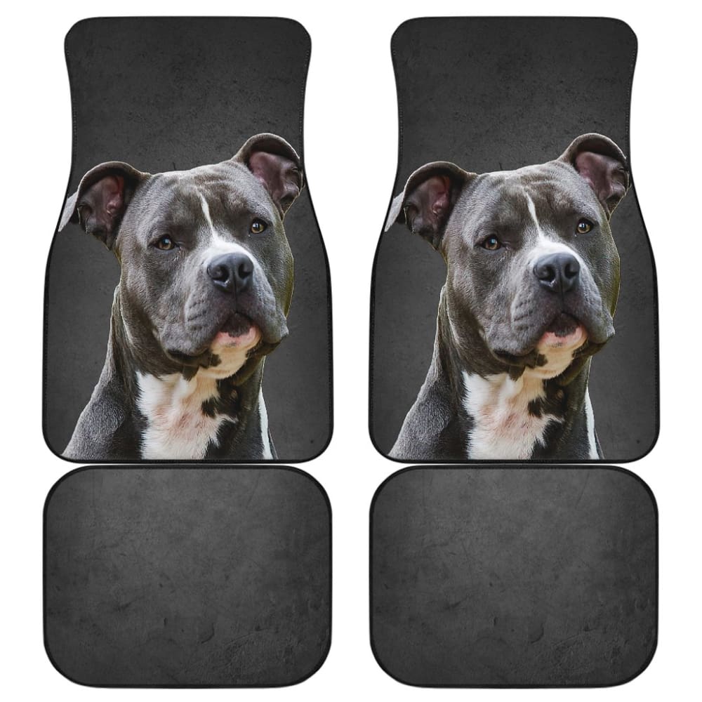 Dog Car Floor Mats Cool Pit Pull Dog 3D Graphic Gray Car Mats