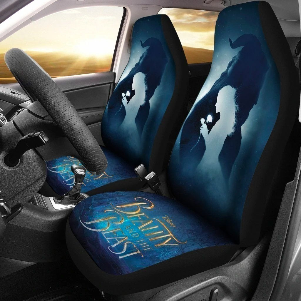 Beauty And The Beast Car Seat Covers DN Beauty And The Beast Silhouette Seat Covers Blue