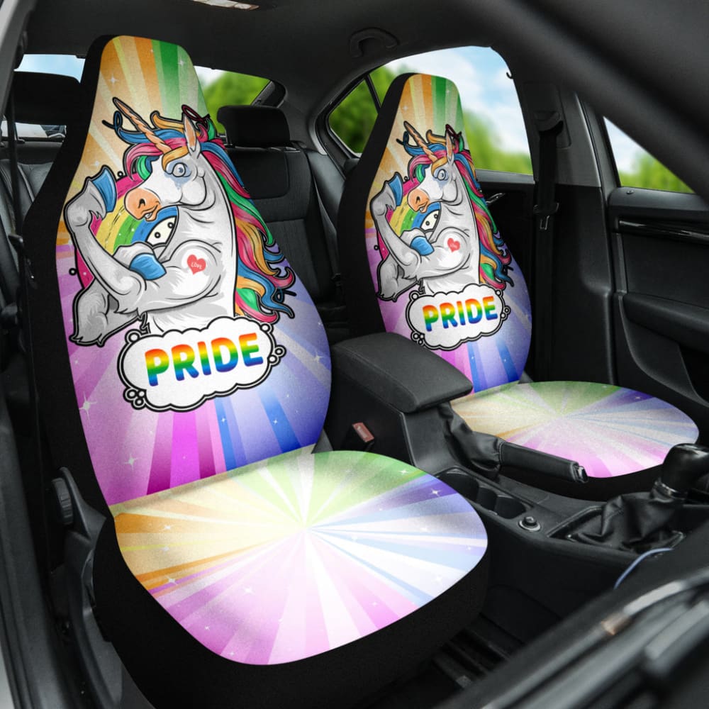 LGBT Car Seat Covers Strong LGBT Unicorn Pride Graphic Seat Covers Colorful