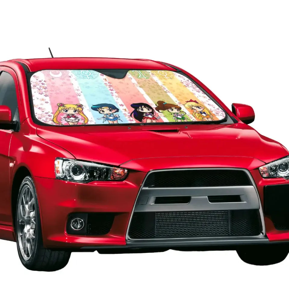 Sailor Moon Car Sun Shade Sailor Moon Team Chibi Style Winshield Sun Shade Colorful