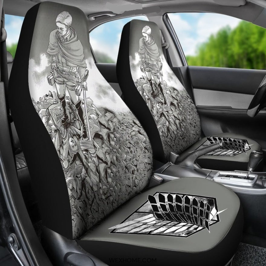 Attack On Titan Car Seat Covers Erwin On Corpse Mountain Seat Covers White Gray