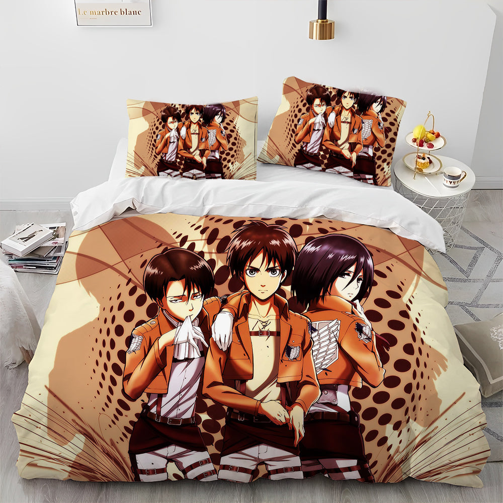 Attack On Titan Bedding Set Attack On Titan Characters Duvet Covers Brown Unique Gift