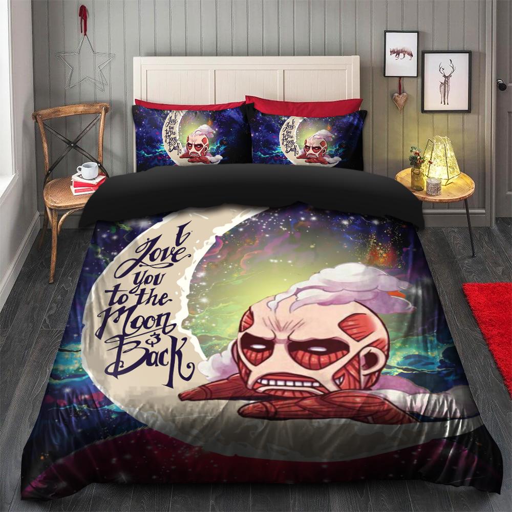 Attack On Titan Bedding Set Love You To The Moon Galaxy Duvet Covers Colorful Unique Gift