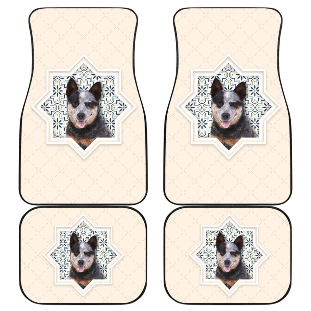 Dog Car Floor Mats Cute Australian Cattle Dog Star Flower Pattern Car Mats