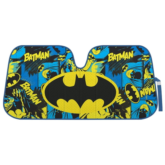 Batman Car Sun Shade Classic Batman Symbol Pattern Winshield Sun Shade Blue Yellow