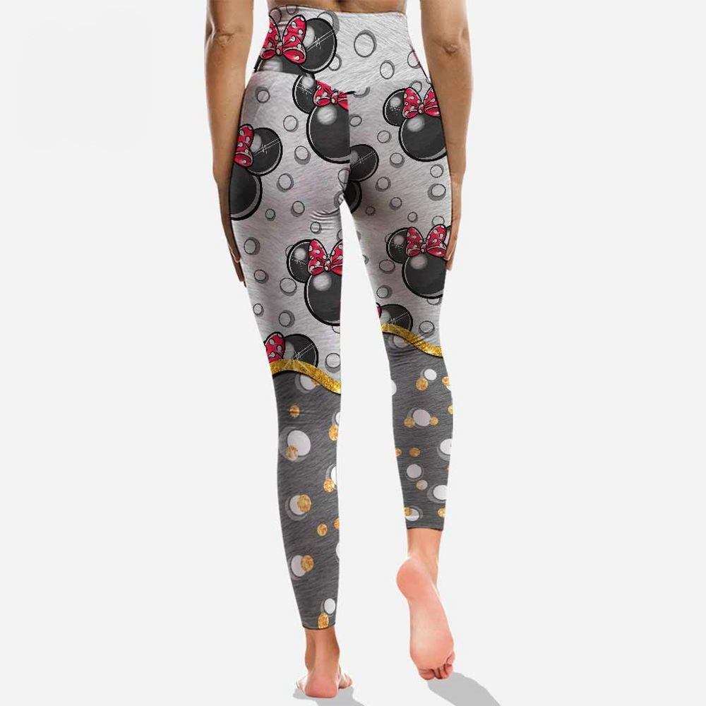 Minnie Leggings Minnie Head Dot Pattern High Waisted Legging Gray For Women