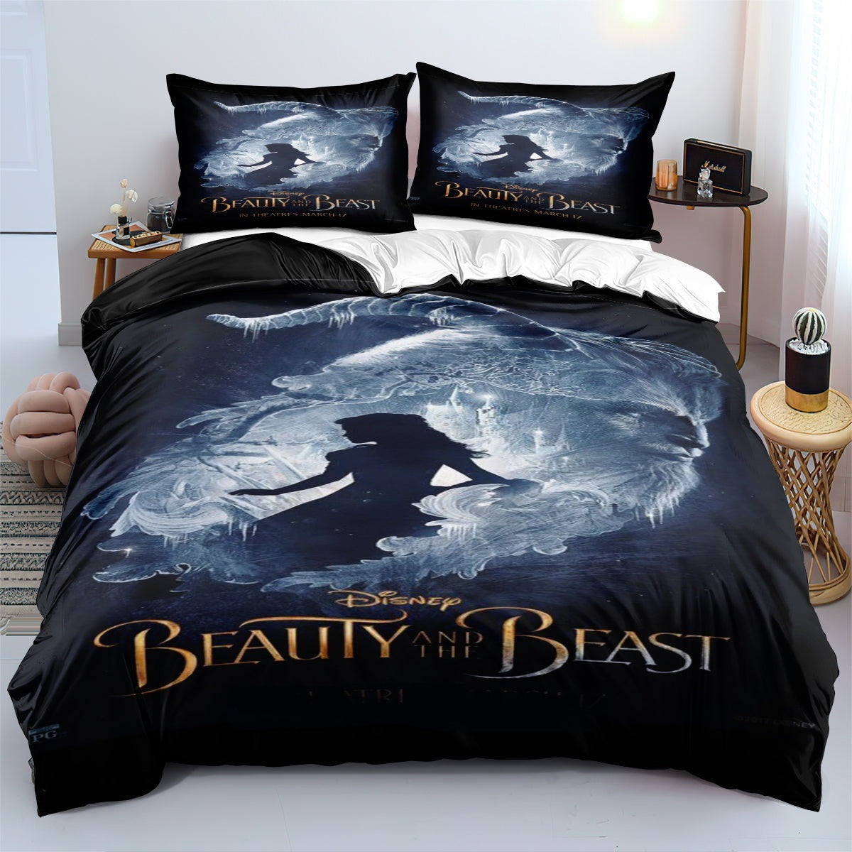 Beauty And The Beast Bedding Set Beauty And The Beast Silhouette Duvet Covers Blue Unique Gift