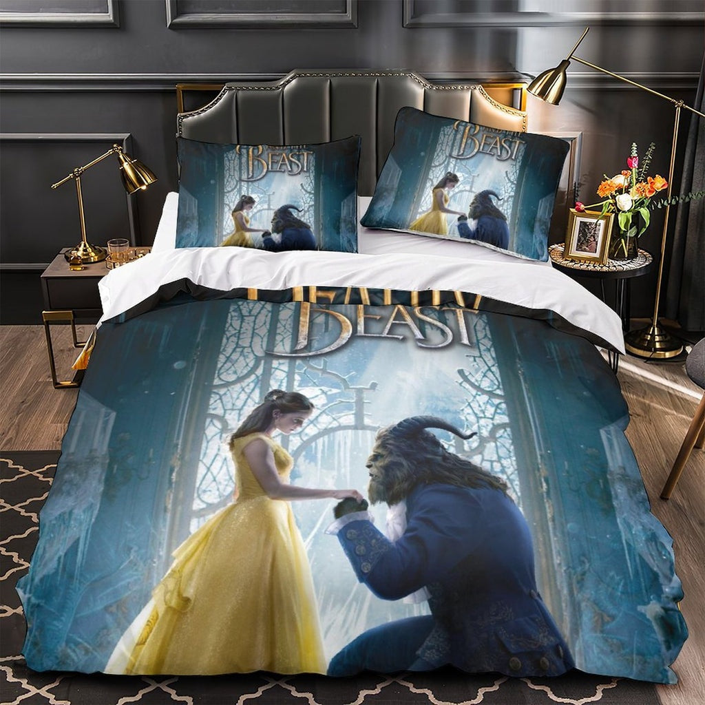 Beauty And The Beast Bedding Set Beauty And The Beast Graphic Duvet Covers Blue Unique Gift