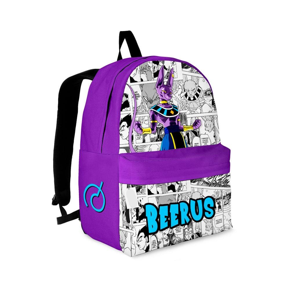 Dragon Ball Backpack Beerus Graphic Manga Pattern Backpacks White Purple
