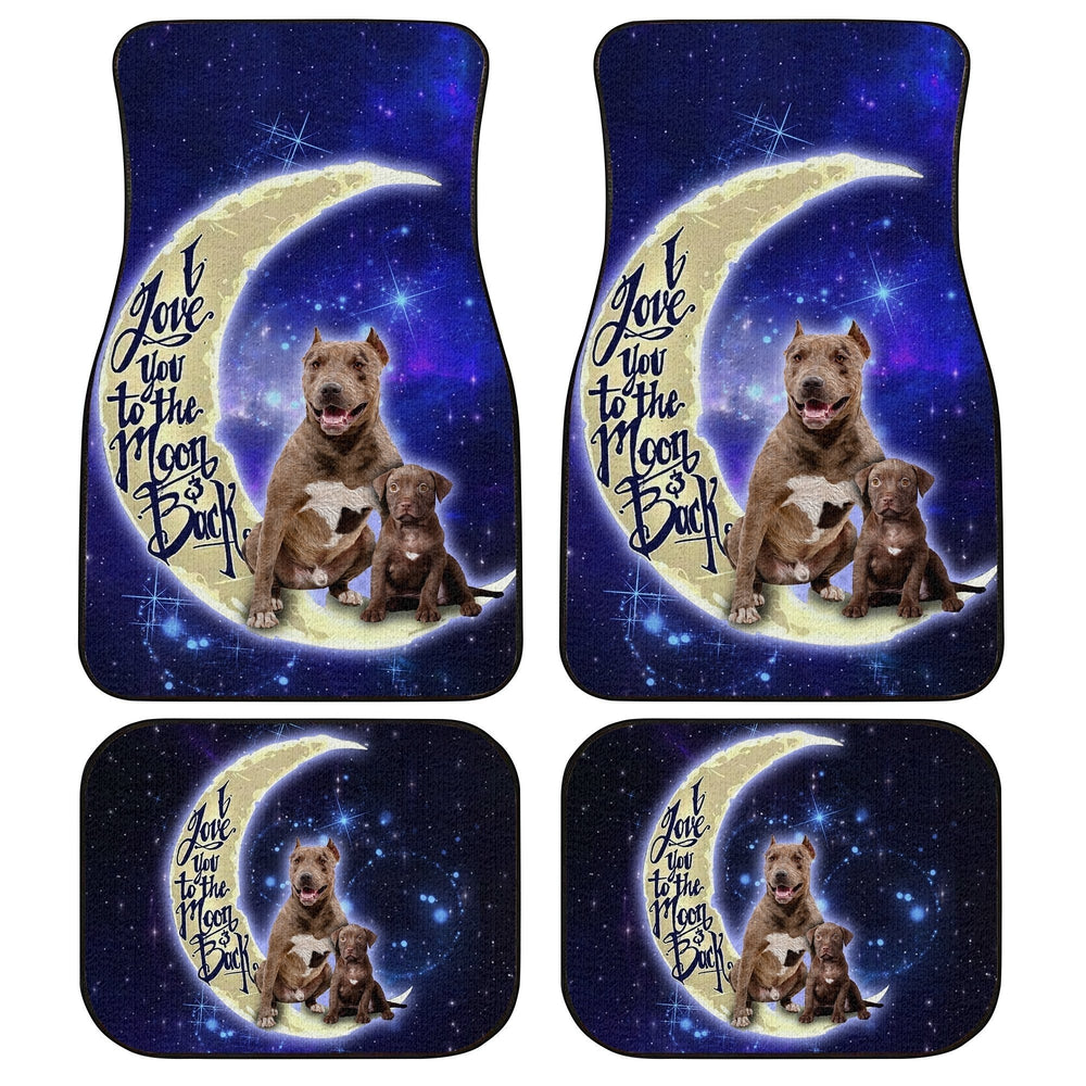 Dog Car Floor Mats Cute Love Yo To The Moon And Back Pit Bull Dog Galaxy Car Mats
