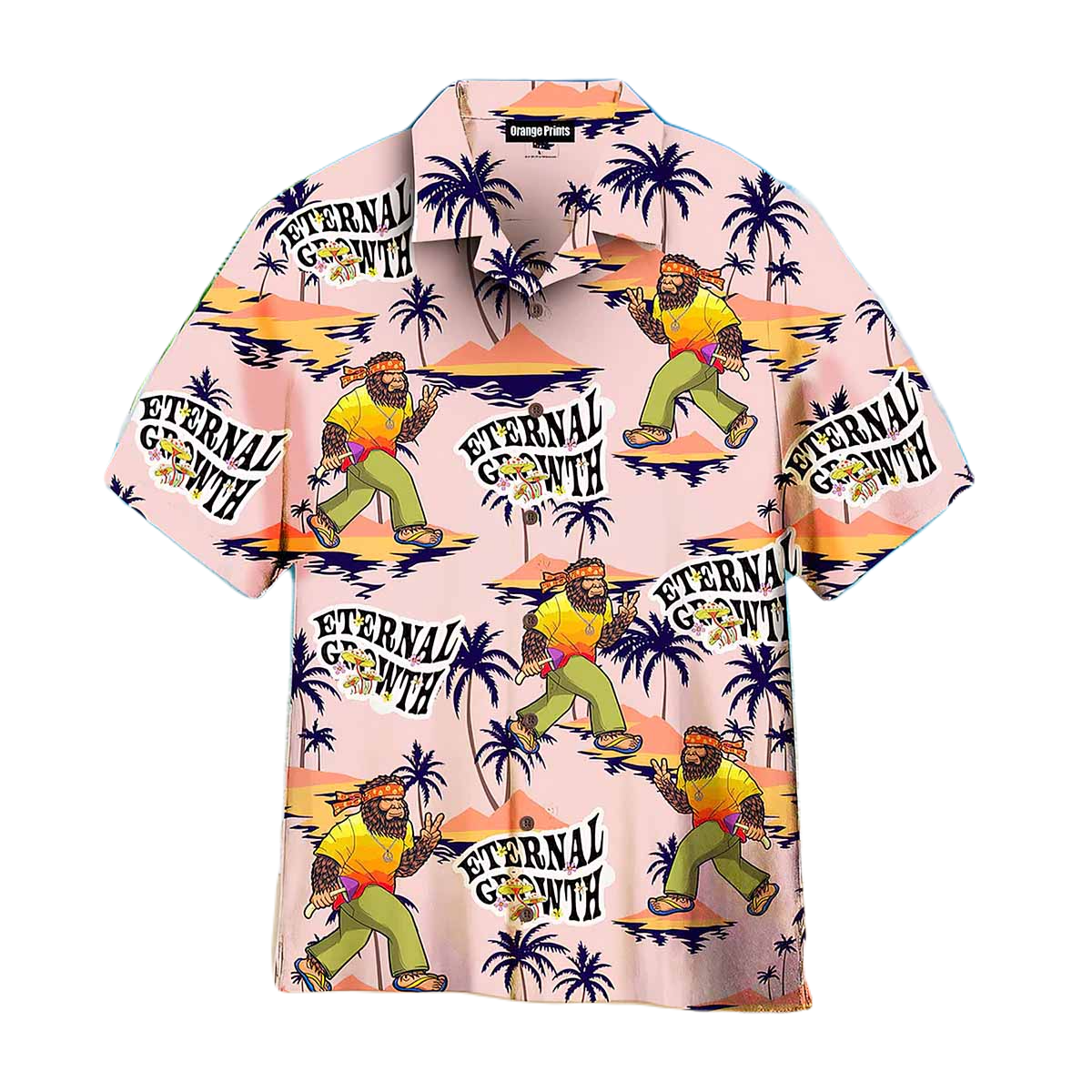 Bigfoot Hawaii Shirt Bigfoot Hippie Eternal Growth Hawaiian Shirt Pink Unisex