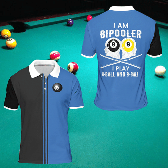 Billard Polo Shirt I Am Bipooler I Play 8 Ball And 9 Ball Boys Polo Shirts Black Blue