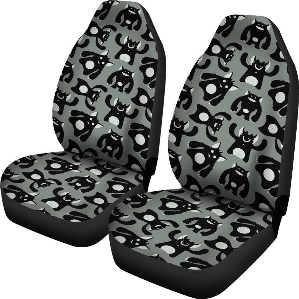 Bigfoot Car Seat Covers Bigfoot Monster All Poses Pattern Seat Covers Black Gray