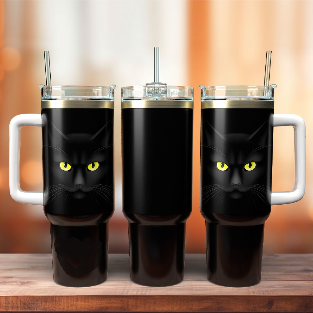 Cat 40 Oz Tumbler Black Cat Face Costume Tumbler 40 Oz Black