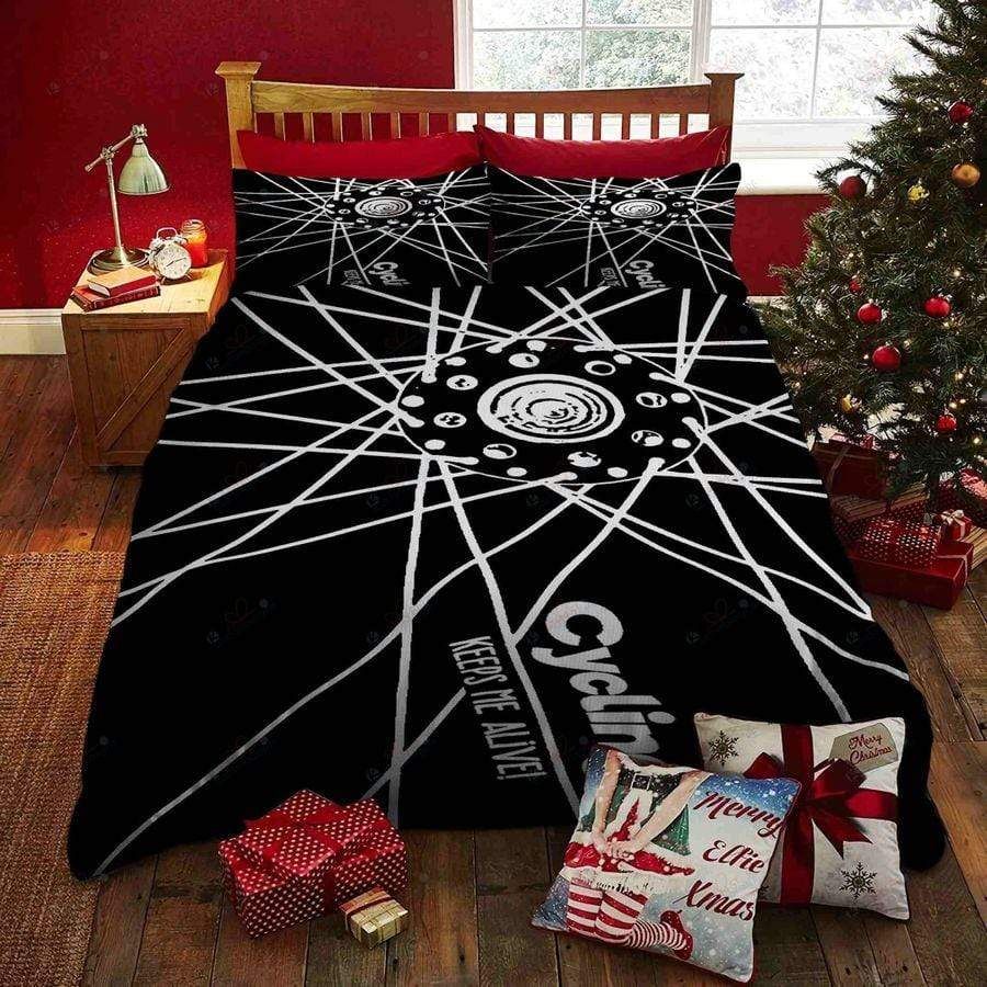 Bicycle Bedding Set Cycling Keep Me Alive Duvet Covers Black Unique Gift