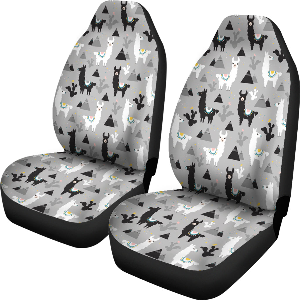 Llama Car Seat Covers Llama Cactus Piramid Pattern Seat Covers Gray