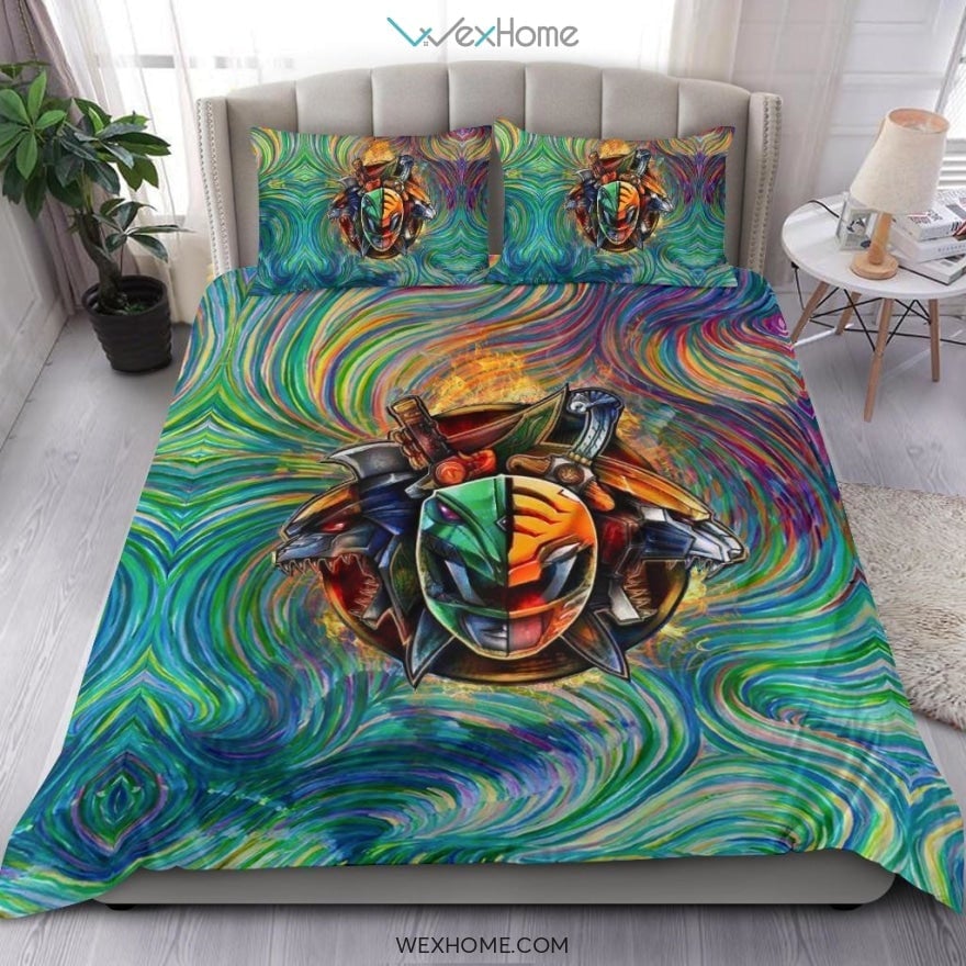 Power Ranger Bedding Set Power Rangers All Team Helmet Duvet Covers Green Unique Gift