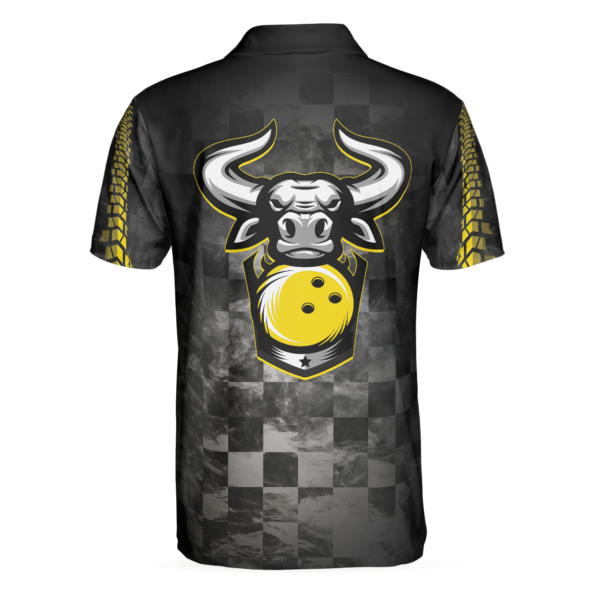 Bowling Polo Shirt Bowling Ball And Pins Bull Boys Polo Shirts Black Yellow