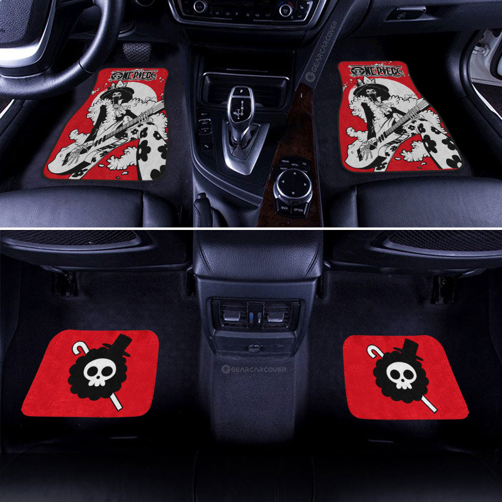 One Piece Car Mats One Piece Chracter Brook And Jolly Roger Symbol Car Floor Mats Red White