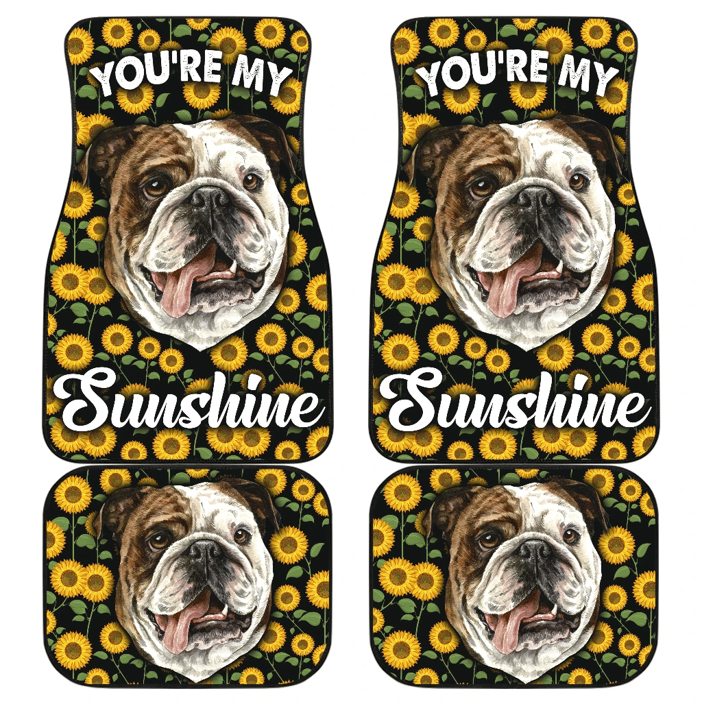 Dog Car Floor Mats Cute Pull Dog You're My Sunshine Sunflower Pattern Car Mats