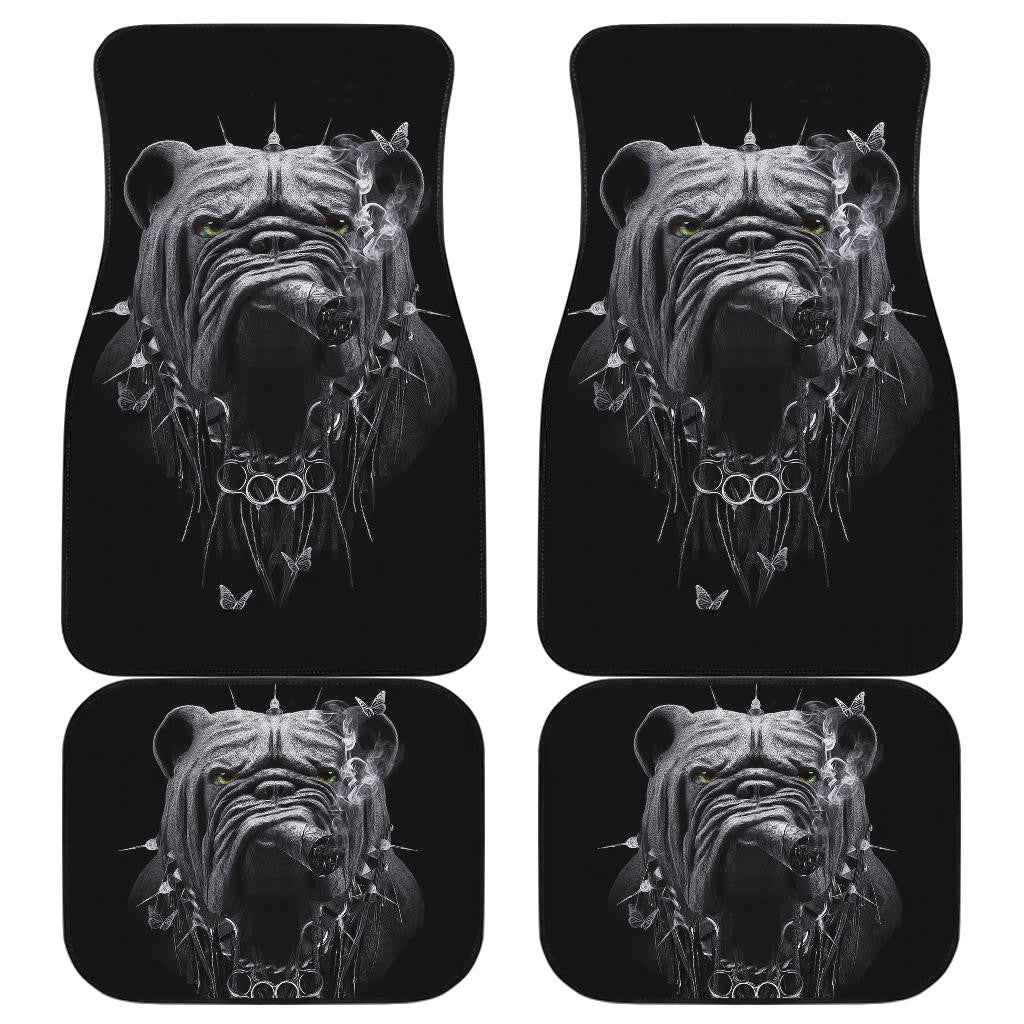 Dog Car Floor Mats Cool Bull Dog Smoking With Chain Necklace Car Mats