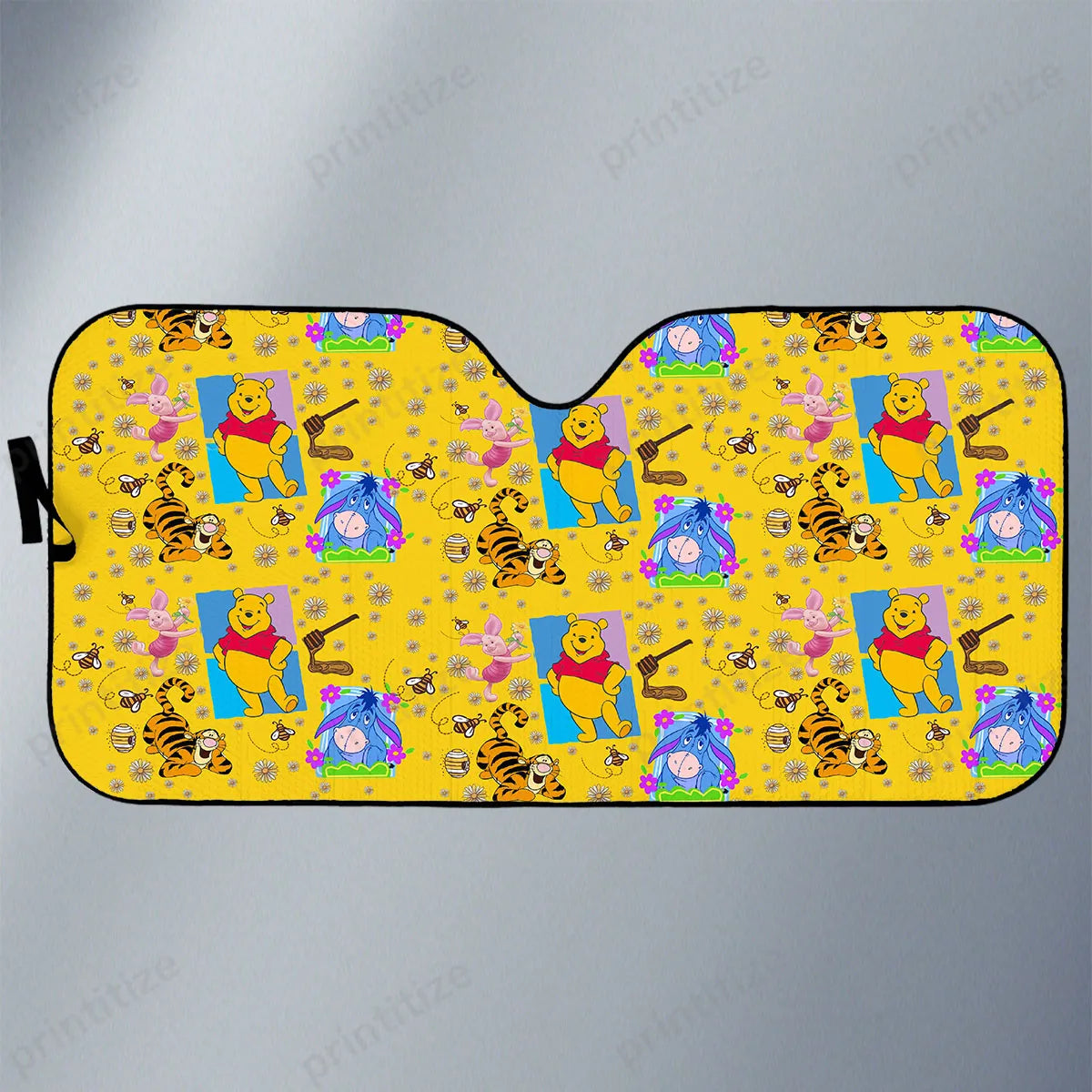 WTP Car Sun Shade Pooh Tigger Piglet Eeyore Pattern Winshield Sun Shade Yellow