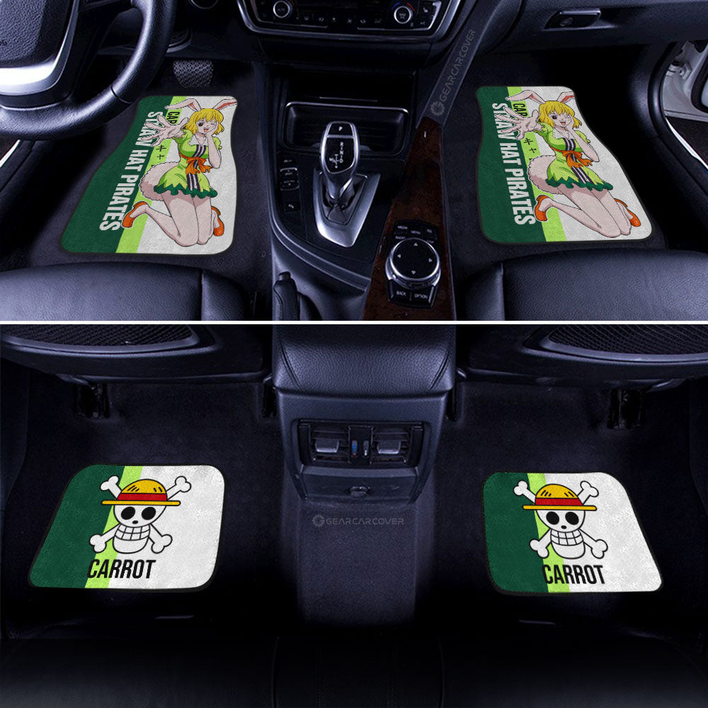 One Piece Car Mats Carrot Straw Hat Pirate Graphic Car Floor Mats White Green