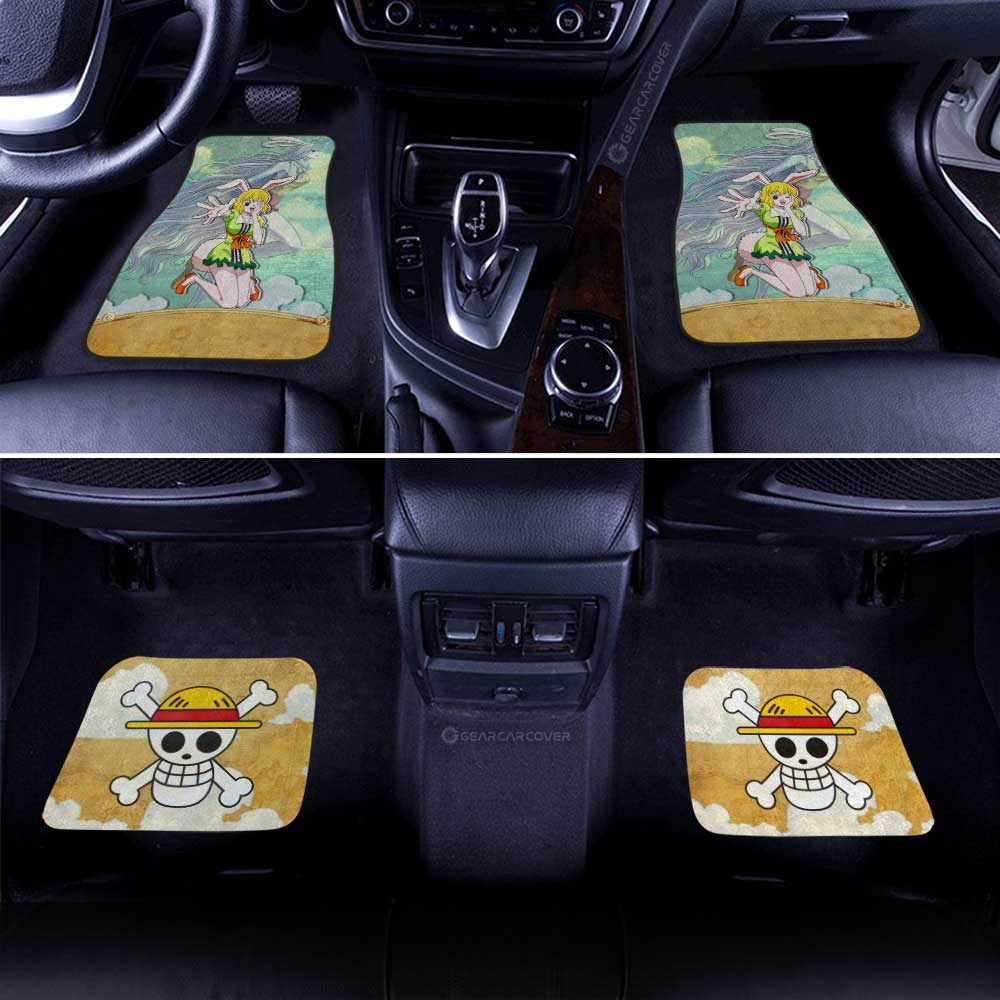 One Piece Car Mats Cute Young Carrot Jolly Roger Symbol Car Floor Mats Green Yellow