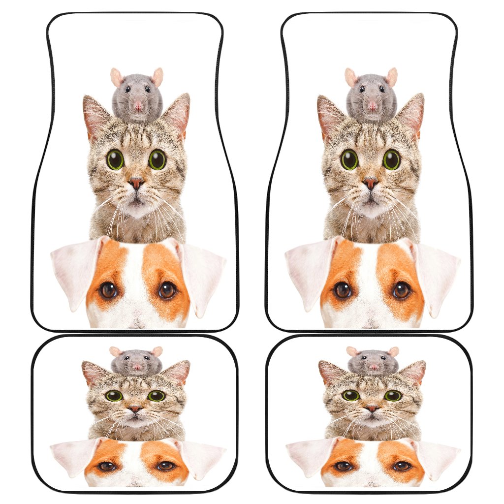 Dog Car Floor Mats Cute Dog Carries Cat And Mouse Car Mats Cat Car Mats