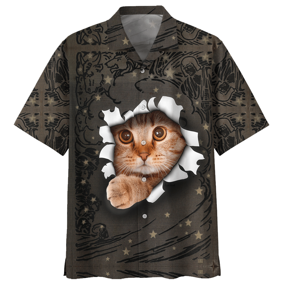 Cat Hawaii Shirt Cat Shred The Paper Hawaiian Shirt Brown Unisex