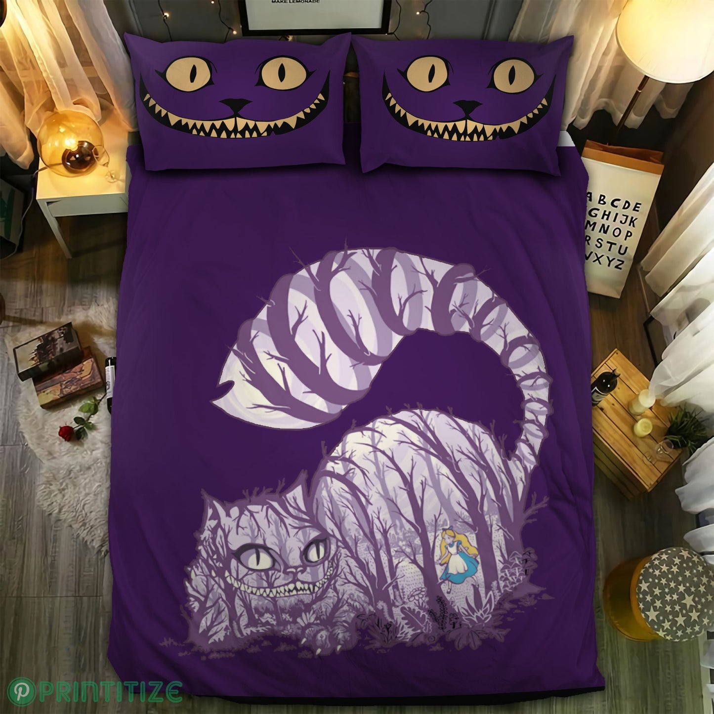 Alice In Wonderland Bedding Set Cheshire Cat Alice In Wonder Land Duvet Covers Purple Unique Gift