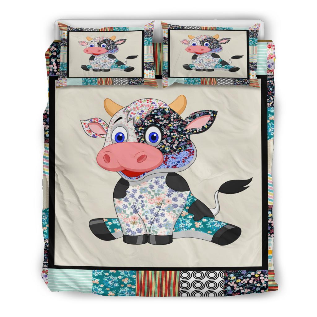 Cow Bedding Set Cartoon Cow Graphic Fabric Pattern Duvet Covers Colorful Unique Gift