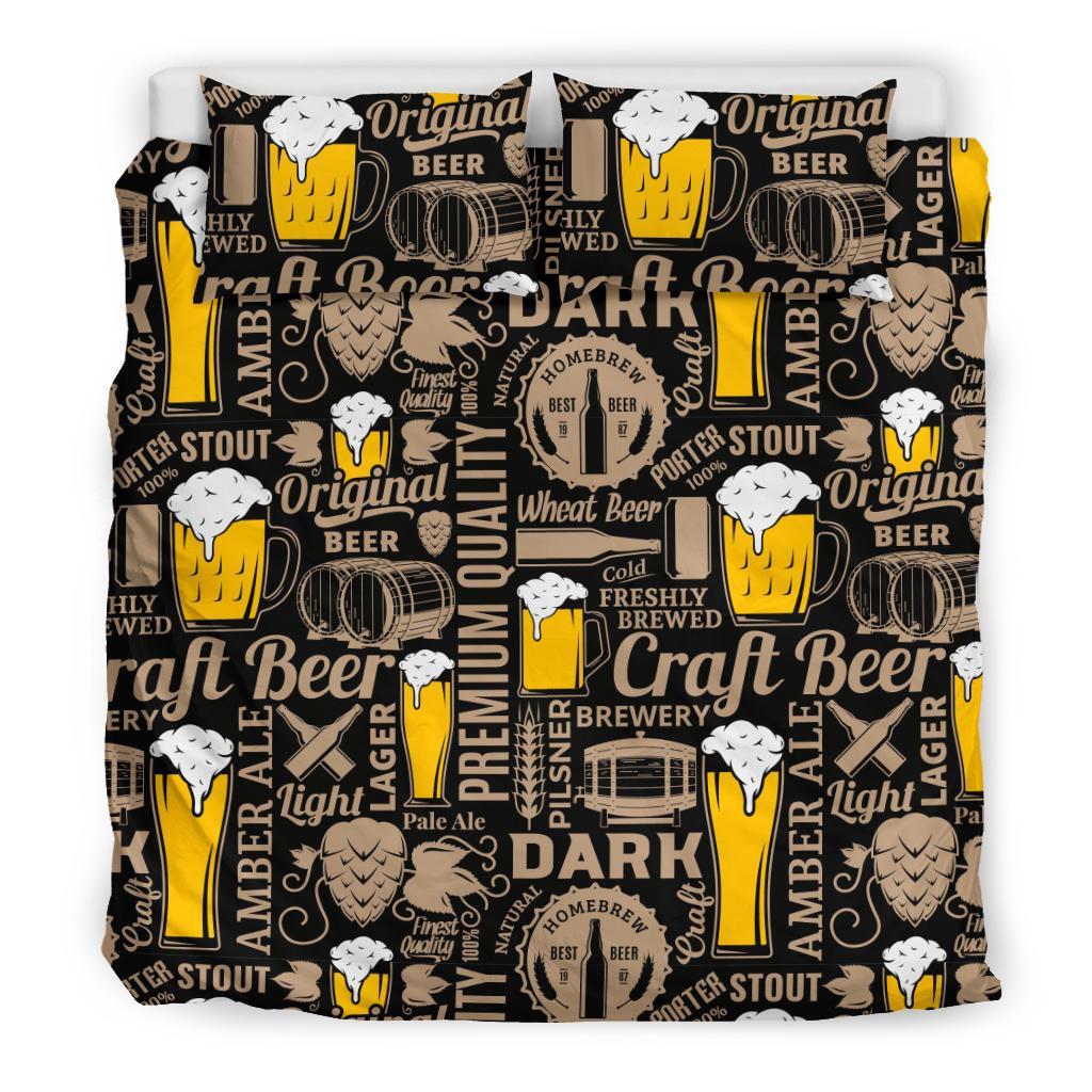 Beer Bedding Set Craft Beer Premium Quality Pattern Duvet Covers Brown Unique Gift
