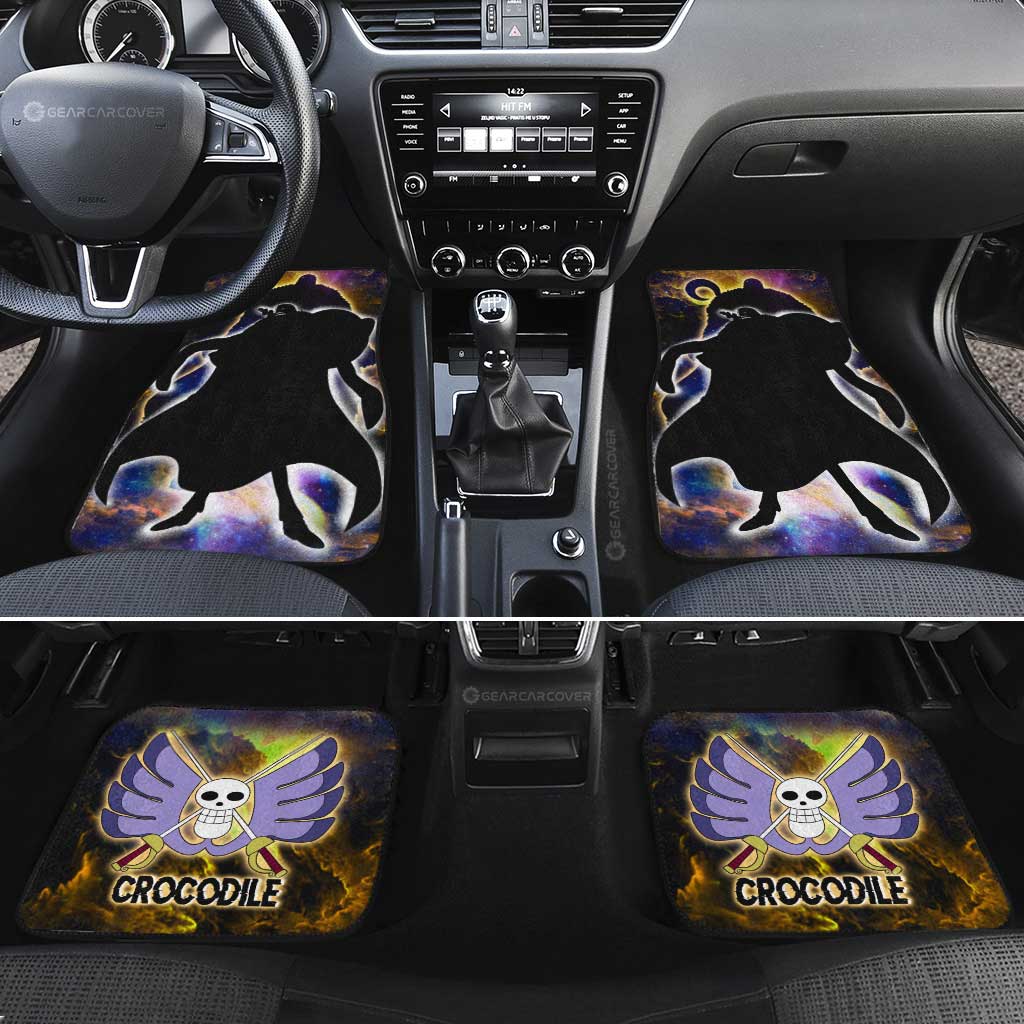 One Piece Car Mats Crocofile Silhouette Jolly Roger Symbol Galaxy Car Floor Mats Colorful