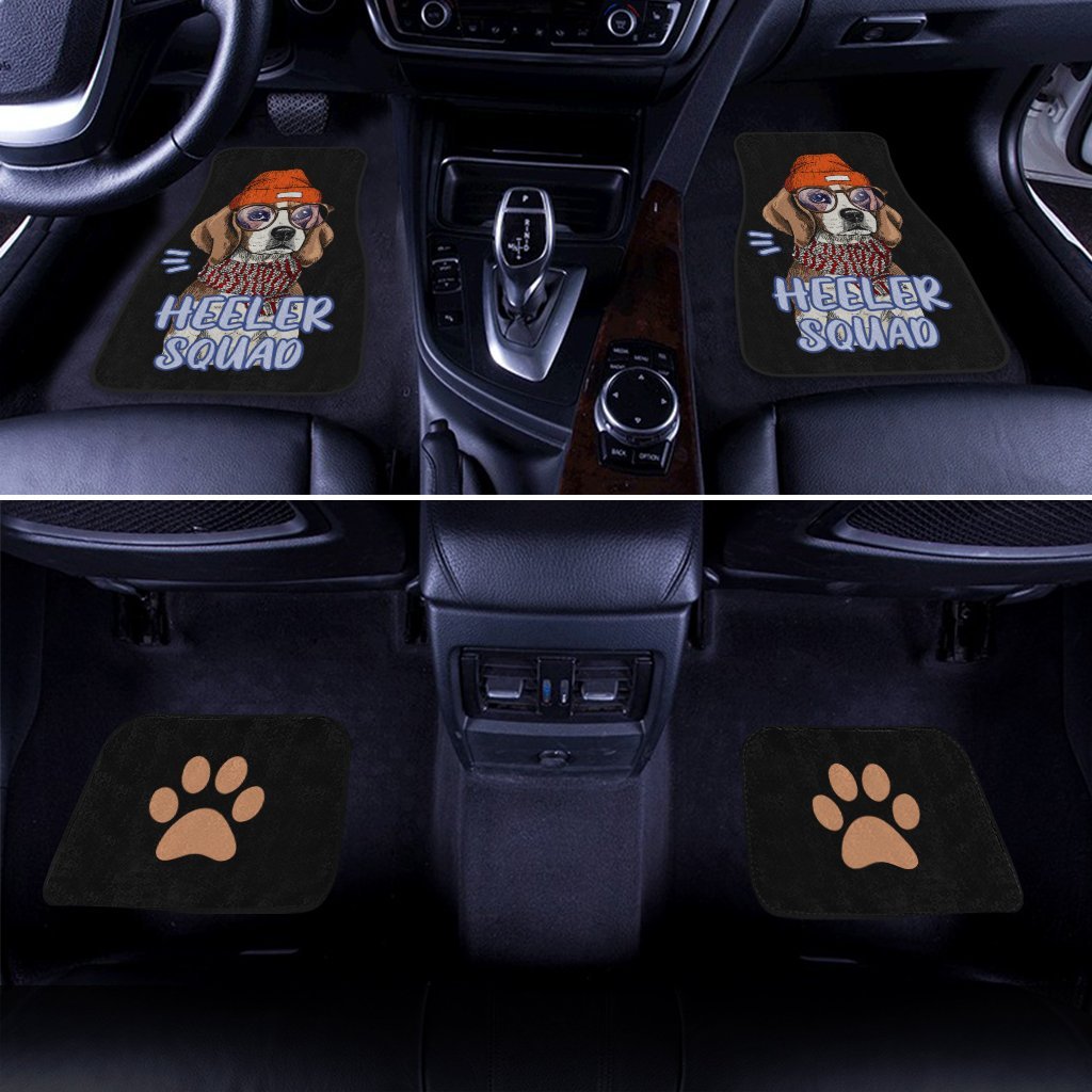 Dog Car Floor Mats Cute Beagle Dog With Hat And Glasses Heeler Squad Car Mats