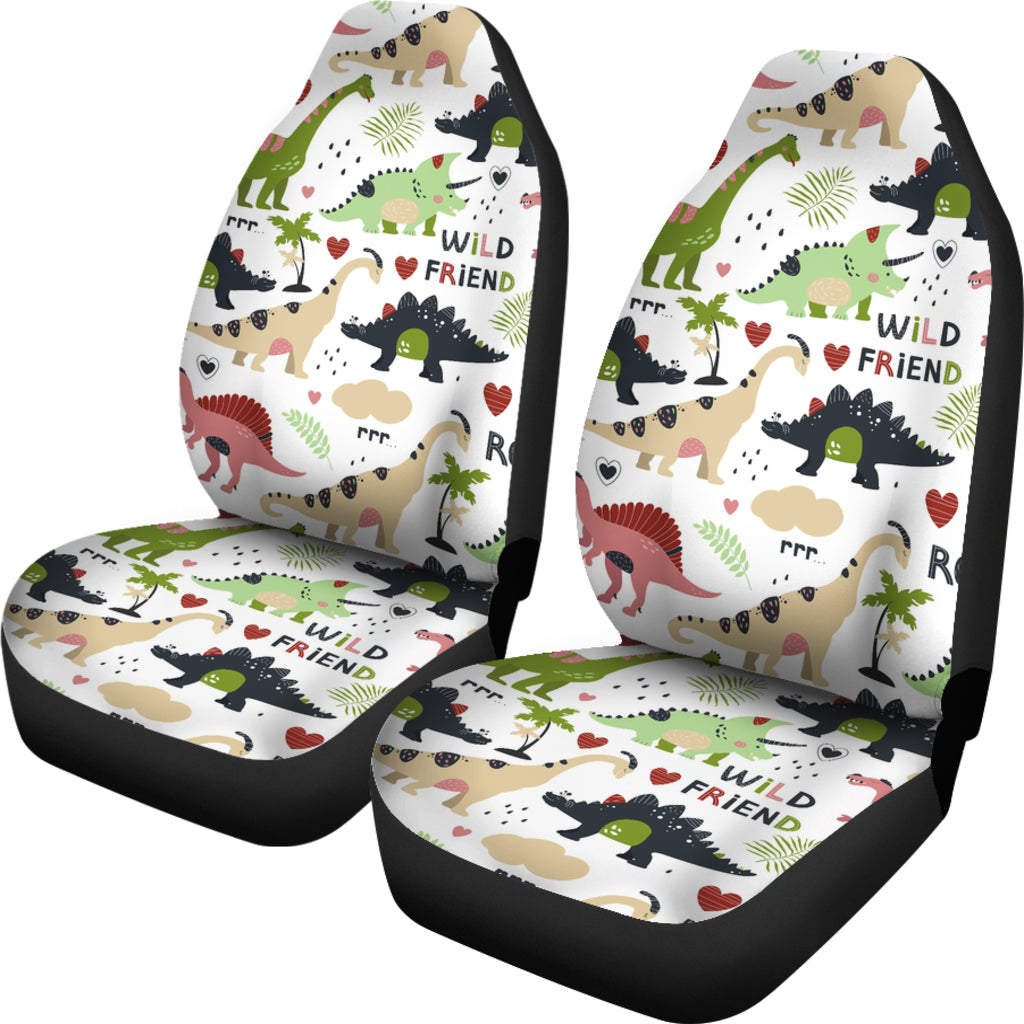 Dinosaur Car Seat Covers All Dinosaur Wild Friend Pattern Seat Covers White Green